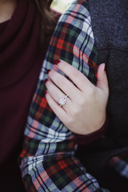 photo of a couple next to each other, with a ring
